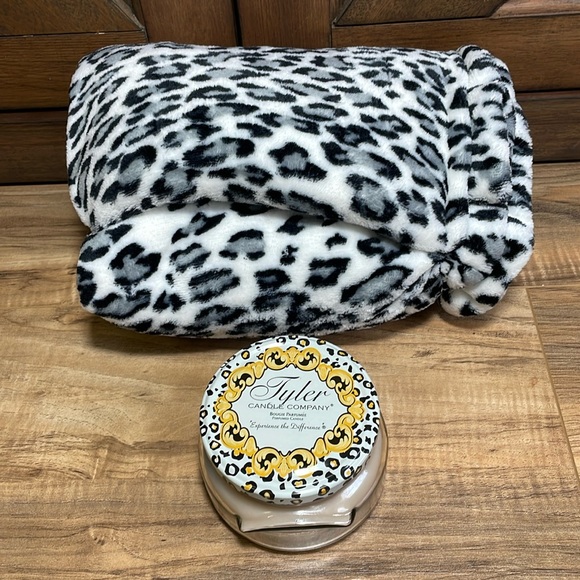 Tyler Candle Co Other - Tyler Candle Co Bougie Perfume Fragrance and Leopard Print Throw Blanket Set.